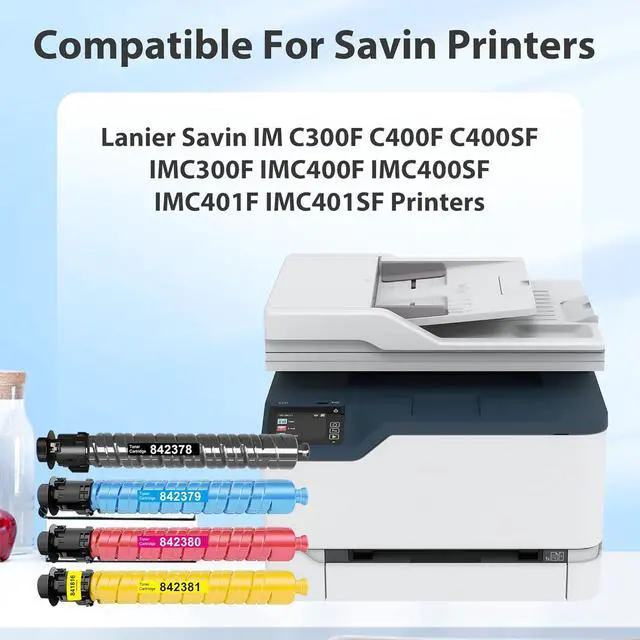 Alt view image 2 of 6 - IM C300 IM C400 IMC300 IMC400 Toner Cartridge Replacement for Ricoh 842378 842379 842380 842381 for Lanier Savin IM C300F C400F C400SF Printer Ink Black Cyan Magenta Yellow