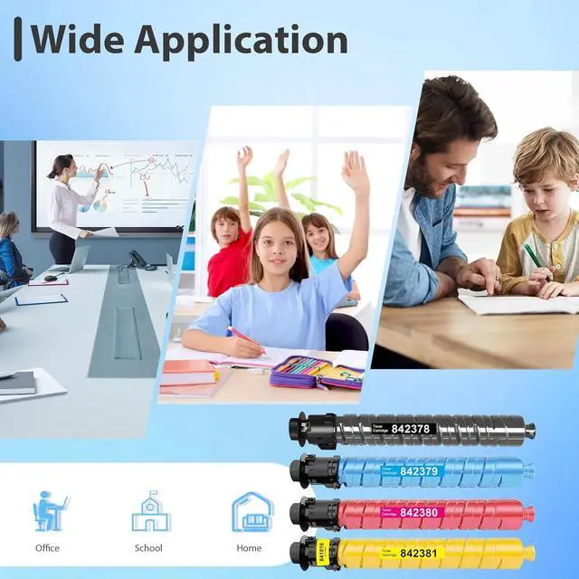 Alt view image 6 of 6 - IM C300 IM C400 IMC300 IMC400 Toner Cartridge Replacement for Ricoh 842378 842379 842380 842381 for Lanier Savin IM C300F C400F C400SF Printer Ink Black Cyan Magenta Yellow