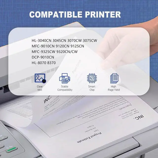 Alt view image 2 of 6 - 4 Pack TN210 BK/C/M/Y Toner Cartridge Ink High Yield Replacement for Brother HL-3040CN 3045CN 3070CW 3075CW 8070 8370 MFC-9010CN 9120CN 9125CN 9325CW 9320CN/CW DCP-9010CN 4PK