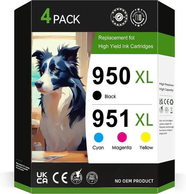 Main image of 950XL 951XL Ink Cartridges Combo Pack Compatible for HP 950 951 Ink Cartridges Combo Pack with OfficeJet Pro 8600 8610 8620 8100 8630 8660 8640 8615 276DW 251DW (Black Cyan Magenta Yellow, 4 Pack)