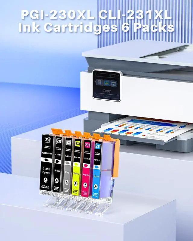 Alt view image 3 of 7 - PGI-230XL CLI-231XL Ink Cartridges Compatible Replacement for Canon 230XL 231XL PGI-230 CLI-231 230 231 Ink Cartridges to Use with Canon PIXMA Inkjet Printer TS8820 (PGBK/BK/C/M/Y/GY, 6 Pack)