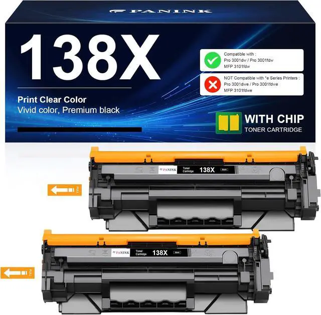 Main image of 138X Black Toner Cartridge Replacement for HP 138X W1380X 138A W1380A Black Toner Cartridge Compatible with HP Pro 3001dw 3001fdw MFP 3101fdw Printer - 2 Pack with Chip