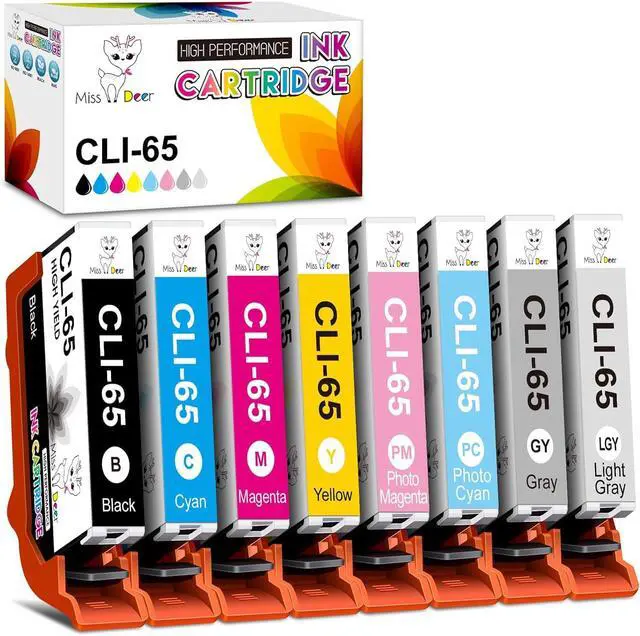 Main image of Miss Deer CLI-65 8-Color Ink Value Pack Replacement for Canon CLI65 CLI 65 Ink Cartridge for CLI-65 Ink Cartridges for PIXMA PRO-200 PRO-200S Printer,8Pack (BK, C, M, Y, PM, PC, GY, LGY)