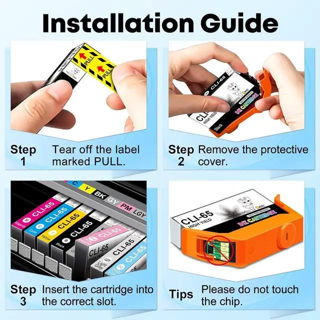 Alt view image 4 of 7 - Miss Deer CLI-65 8-Color Ink Value Pack Replacement for Canon CLI65 CLI 65 Ink Cartridge for CLI-65 Ink Cartridges for PIXMA PRO-200 PRO-200S Printer,8Pack (BK, C, M, Y, PM, PC, GY, LGY)