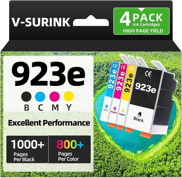 Main image of 923XL 923 Ink Cartridges Black and Color Combo Pack Higher Yield Fit for HP OfficeJet Pro 8130e 8135e 8125e 8122e 8138e 8139e 8125e 8124 8124e 8130 8132e 8134e Black Cyan Magenta Yellow 4 Pack