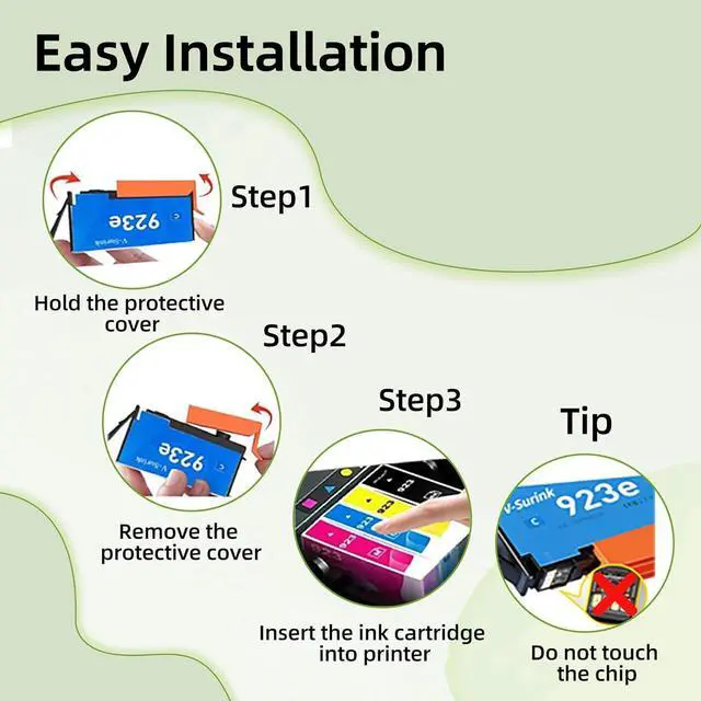 Alt view image 5 of 6 - 923XL 923 Ink Cartridges Black and Color Combo Pack Higher Yield Fit for HP OfficeJet Pro 8130e 8135e 8125e 8122e 8138e 8139e 8125e 8124 8124e 8130 8132e 8134e Black Cyan Magenta Yellow 4 Pack