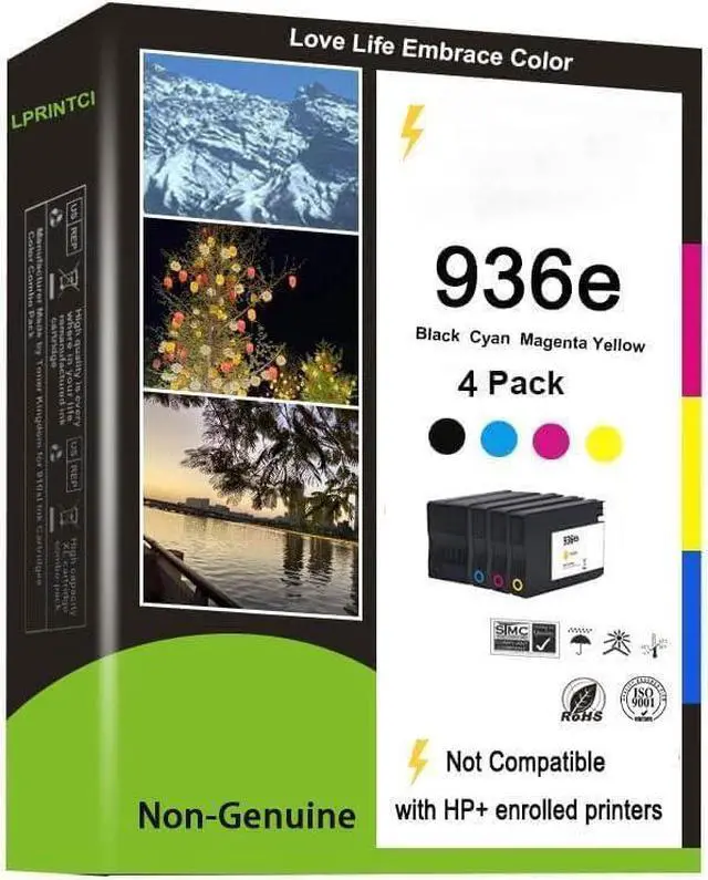 Main image of 936 936e 936xl 936 XL Ink Cartridges Use for HP OfficeJet 9122e 9110b 9125e 9128e 9130b 9135e OfficeJet Pro Wide Format 9730e Printer 4-Pack (Cyan Magenta Yellow Black)