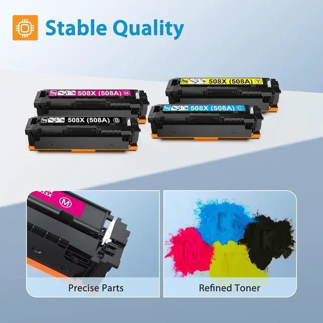 Alt view image 5 of 7 - 508A 508X Toner Cartridge Compatible with 508A 508X (CF360A-CF363A, with Chip) for Color Laserjet Enterprise M553 M553dn M553n M553x M552 M577 Series Printers