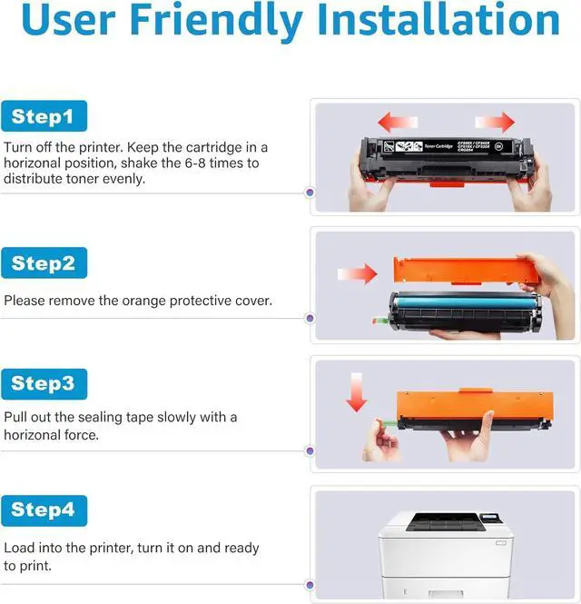 Alt view image 7 of 7 - 508A 508X Toner Cartridge Compatible with 508A 508X (CF360A-CF363A, with Chip) for Color Laserjet Enterprise M553 M553dn M553n M553x M552 M577 Series Printers