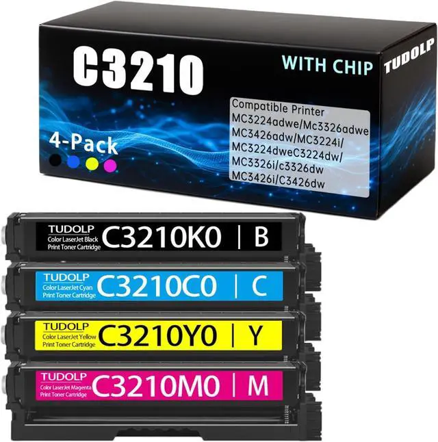 Main image of C3210 C3224 Toner Cartridge Compatible with Lexmark C3210K0 C3210C0 C3210M0 C3210Y0 (4-Pack with Chip),Works with C3224 MC3224 C3326 MC3326 C3426 MC3426 Printers