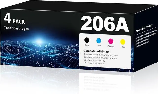 Main image of 206A Toner Cartridges(with Chip) Pro MFP M283fdw M283cdw Compatible with HP 206A 206X 206X W2110A Toner Cartridges Set for Color Laserjet Pro MFP M283cdw M283fdw M255dw M255nw Printer(4 Pack)