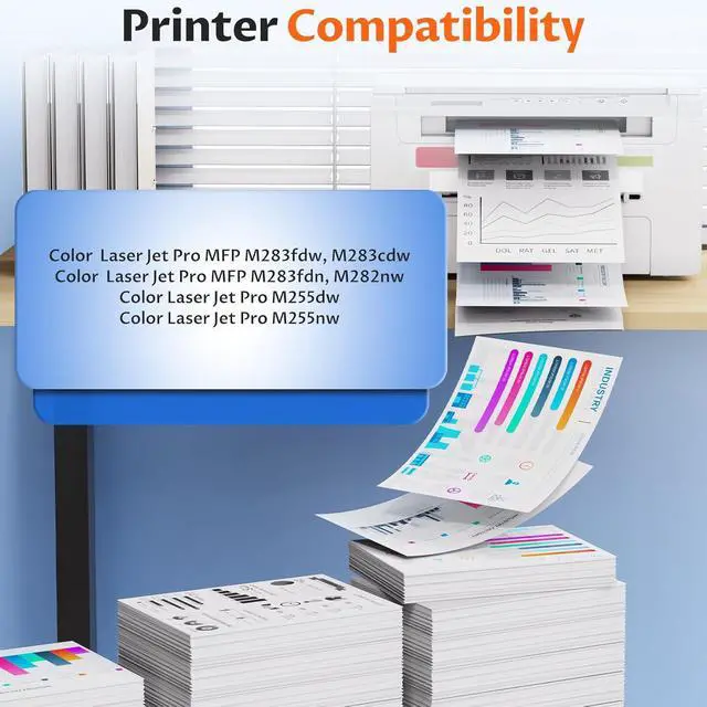Alt view image 2 of 7 - 206A Toner Cartridges(with Chip) Pro MFP M283fdw M283cdw Compatible with HP 206A 206X 206X W2110A Toner Cartridges Set for Color Laserjet Pro MFP M283cdw M283fdw M255dw M255nw Printer(4 Pack)