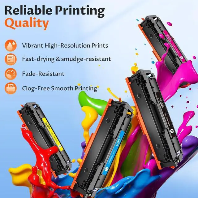 Alt view image 4 of 7 - 206A Toner Cartridges(with Chip) Pro MFP M283fdw M283cdw Compatible with HP 206A 206X 206X W2110A Toner Cartridges Set for Color Laserjet Pro MFP M283cdw M283fdw M255dw M255nw Printer(4 Pack)