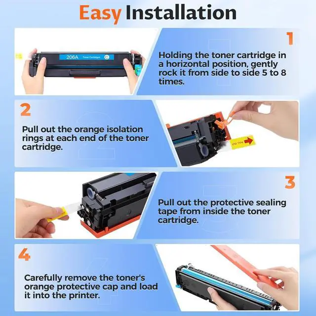 Alt view image 5 of 7 - 206A Toner Cartridges(with Chip) Pro MFP M283fdw M283cdw Compatible with HP 206A 206X 206X W2110A Toner Cartridges Set for Color Laserjet Pro MFP M283cdw M283fdw M255dw M255nw Printer(4 Pack)