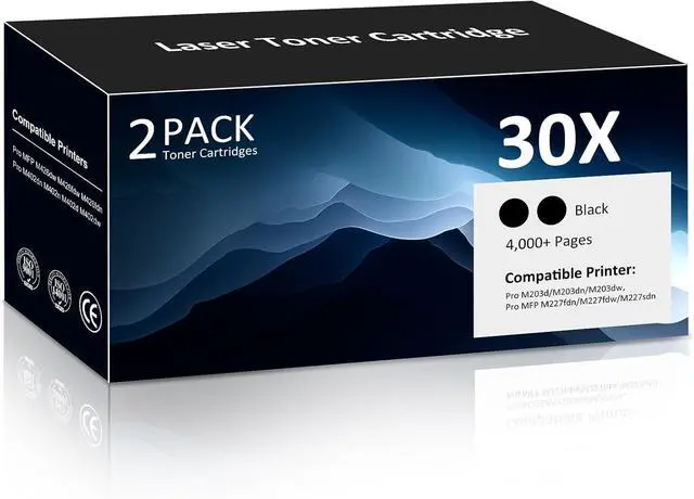 Main image of 30X CF230X Black Toner Cartridges 2-Pack M203dw M227fdw Toner Compatible for HP30X HP30A Work with HP Laser Pro M203dn M203dw M203d Laserjet Pro MFP M227fdn M227fdw M227sdn Printer, High-Yield