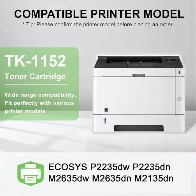 Alt view image 2 of 6 - 2 Pack TK1152 Black Toner Cartridge: Compatible TK1152K TK-1152K Toner Replacement Toner Cartridge for Kyocera ECOSYS P2235dw P2235dn Printer, 3,500 Pages Each