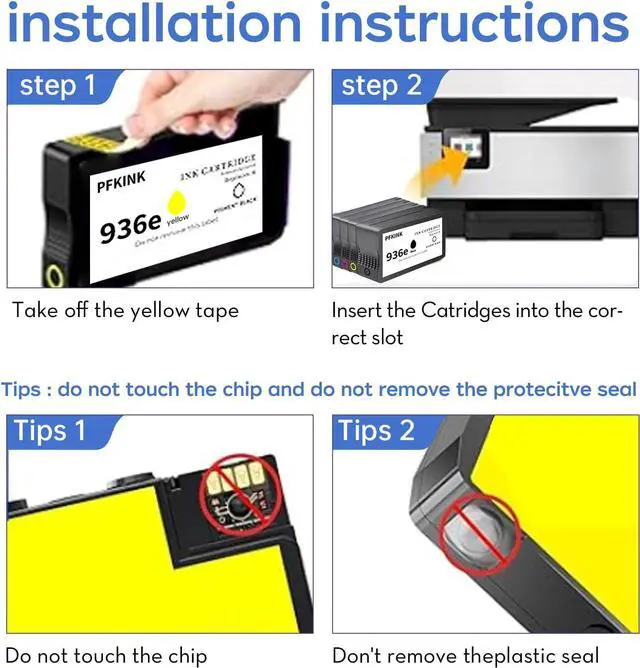 Alt view image 4 of 6 - 936e 936XL Ink Cartridges Combo Pack Replacement for HP 936 Ink Cartridges Work with OfficeJet 9122e; OfficeJet Pro 9110b, 9125e, 9128e, 9130b, 9135e; OfficeJet Pro Wide Format 9730e (4 Color)