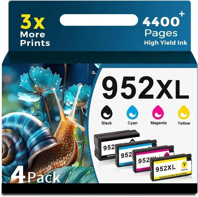 Main image of Ankink Compatible 952XL Ink Cartridge Replacement for HP 952 XL 4 Combo Pack (Black, Cyan/Magenta/Yellow) to use with Officejet Pro 8710 7740 Printers 8720 8702 8210 7720 8715 8730 8740 8216 8725