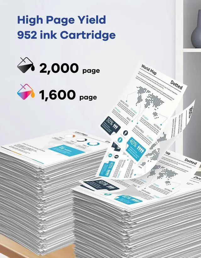 Alt view image 3 of 6 - 952XL Ink Cartridges Combo Pack (4-Pack, Black/Cyan/Magenta/Yellow) Replacement for HP 952 XL Ink Cartridge for OfficeJet Pro 8710 8720 7740 8210 8715 7720 8702 8725 8740 8730 8700 8200 Printer Ink