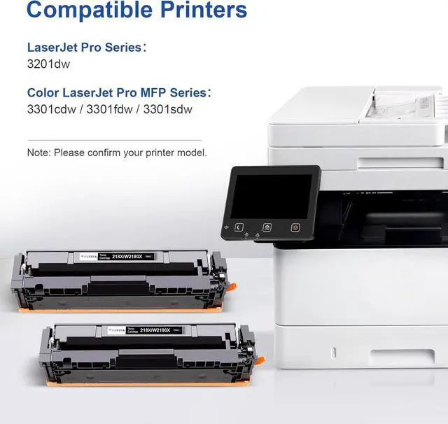 Alt view image 3 of 7 - 218X W2180X Black Toner Cartridge (No Chip) Replacement for HP 218A 218X W2180A W2180X Black Toner Cartridges Compatible with HP Color Pro MFP 3301fdw 3301cdw 3201dw 3301sdw Printer - 2 Black