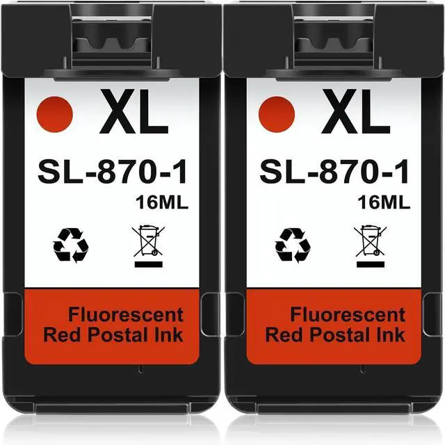 Main image of SL-870-1 XL Red Ink Cartridge High Capacity Compatible with SL870-1 SL8701 XL Fluorescent Red Ink Replacement for Pitney Bowes SendPro Mailstation Postage Meter (CSD1) Machine (16ML*2)(2Pack)