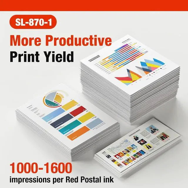 Alt view image 3 of 7 - SL-870-1 XL Red Ink Cartridge High Capacity Compatible with SL870-1 SL8701 XL Fluorescent Red Ink Replacement for Pitney Bowes SendPro Mailstation Postage Meter (CSD1) Machine (16ML*2)(2Pack)