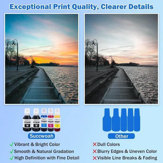 Alt view image 6 of 7 - EPT502 502 Ink Refill Bottles (BK C M Y) 17 Bottles for Ecotank ET-2700 2750 2760 2850 ET-3700 ET-3710 ET-3750 ET-3760 3800 3830 3843 3850 4750 4760 4850 15000 ST-4000 ST-2000 ST-3000 Printer