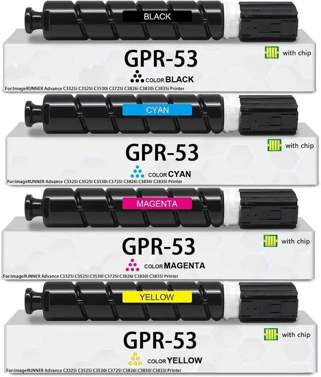 Main image of GPR-53 GPR53 Toner Cartridge High Yield Compatible with Canon GPR-53 Toner Cartridge ImageRUNNER Advance C3325i C3525i C3530i C3725i C3826i C3830i C3835i Printer(4 Packs, Black Cyan Magenta Yellow)