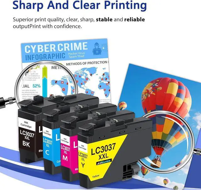 Alt view image 4 of 7 - LC3037 LC3037XXL Ink Cartridges Super High-Yield Replacement for Brother LC-3037XXL LC3037 XXL for MFC-J5845DW MFC-J6945DW MFC-J5945DW MFC-J6545DW Printer(LC3037 BK/C/M/Y Ink Cartridges, 4-Pack)