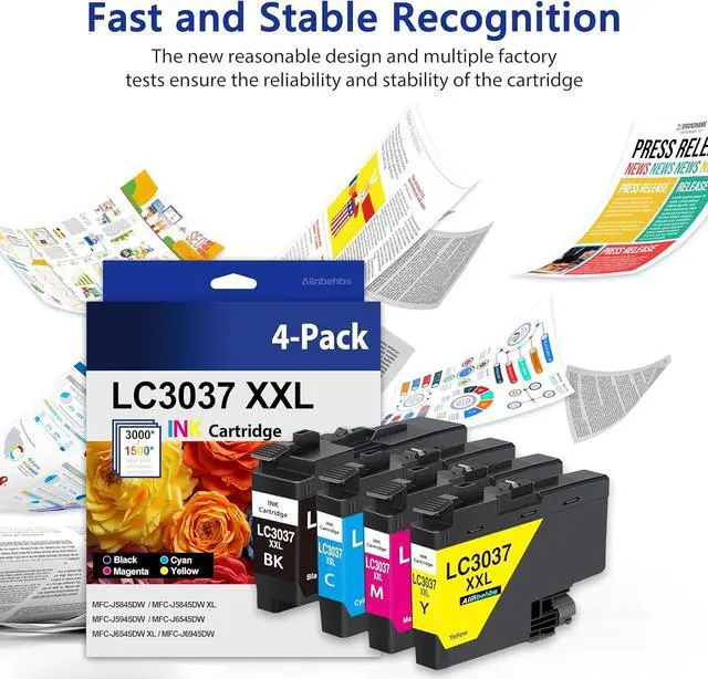Alt view image 7 of 7 - LC3037 LC3037XXL Ink Cartridges Super High-Yield Replacement for Brother LC-3037XXL LC3037 XXL for MFC-J5845DW MFC-J6945DW MFC-J5945DW MFC-J6545DW Printer(LC3037 BK/C/M/Y Ink Cartridges, 4-Pack)