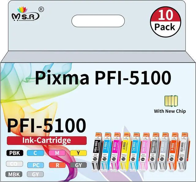 Main image of PFI-5100 Ink Cartridges - High Capacity Compatible for Canon imagePROGRAF PRO-310 Printer 10-Pack (MBK PBK C M Y R GY PC PM CO)