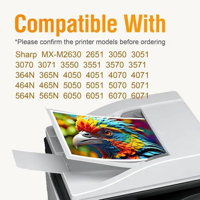 Alt view image 2 of 6 - MX-561NT Black Toner Cartridge Compatible for Sharp MX-561NT MX-M2630 M3050 M3070 M3550 M3570 M4050 M4070 M5050 M5070 M6050 M6070 Printer(Black, 1 Cartridge)