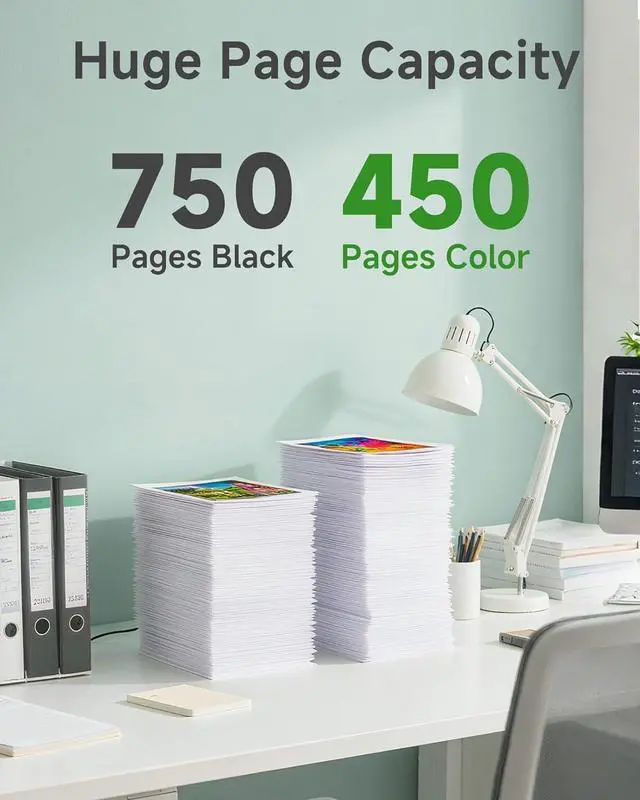 Alt view image 3 of 5 - 62XL Ink Cartridges Combo Pack Replacement for HP Ink 62 Printer Ink 62 XL High Yield for HP Envy 7640 7645 5660 5540 for OfficeJet Mobile 200 250 for OfficeJet 5740 8040 (1 Black,1 Tri-Color)