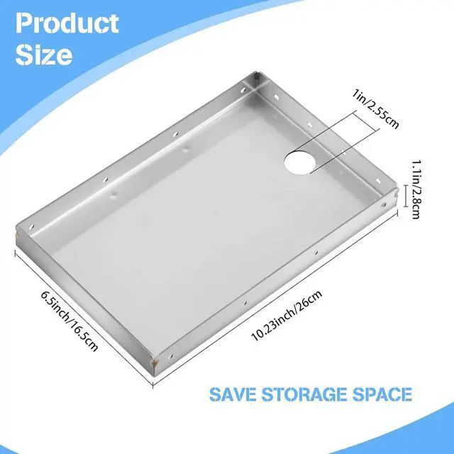 Alt view image 2 of 7 - Shimeyao 2 Pack 304 Stainless Steel Printer Tray 10.24 x 6.5 Inch POS KDS Printers Shelf Thermal Printer Stand Mounts to Wall or Shelf Edge, Silver, 4 Mounting Holes Each Side