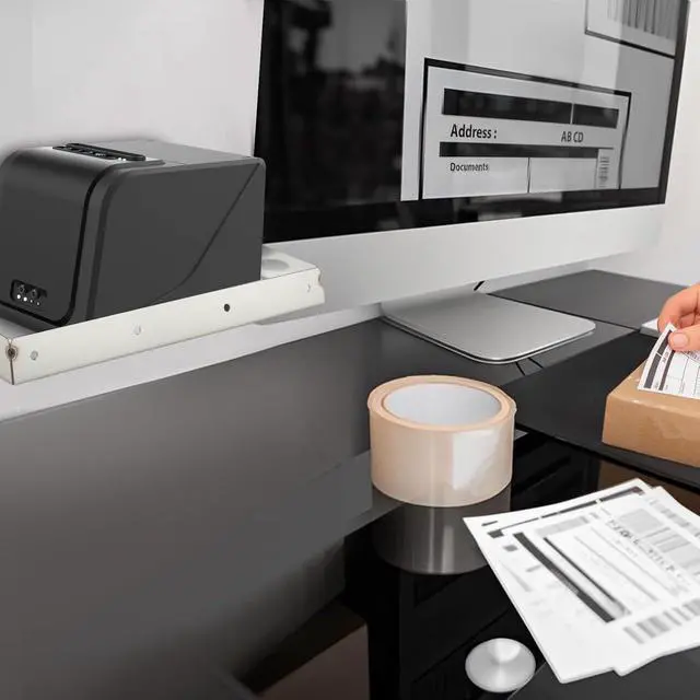 Alt view image 3 of 7 - Shimeyao 2 Pack 304 Stainless Steel Printer Tray 10.24 x 6.5 Inch POS KDS Printers Shelf Thermal Printer Stand Mounts to Wall or Shelf Edge, Silver, 4 Mounting Holes Each Side