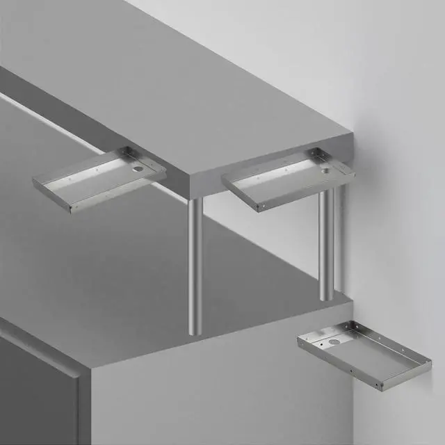 Alt view image 5 of 7 - Shimeyao 2 Pack 304 Stainless Steel Printer Tray 10.24 x 6.5 Inch POS KDS Printers Shelf Thermal Printer Stand Mounts to Wall or Shelf Edge, Silver, 4 Mounting Holes Each Side