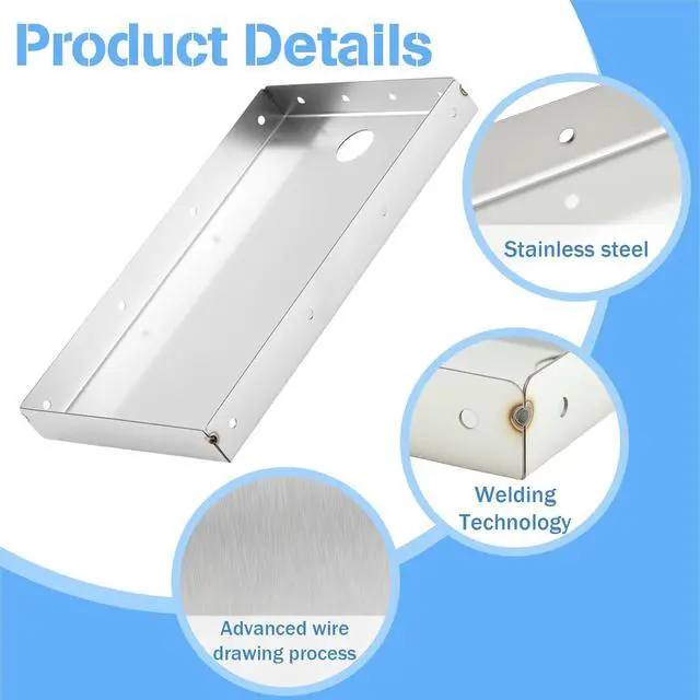 Alt view image 6 of 7 - Shimeyao 2 Pack 304 Stainless Steel Printer Tray 10.24 x 6.5 Inch POS KDS Printers Shelf Thermal Printer Stand Mounts to Wall or Shelf Edge, Silver, 4 Mounting Holes Each Side