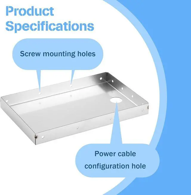 Alt view image 4 of 7 - Shimeyao 2 Pack 304 Stainless Steel Printer Tray 10.24 x 6.5 Inch POS KDS Printers Shelf Thermal Printer Stand Mounts to Wall or Shelf Edge, Silver, 4 Mounting Holes Each Side