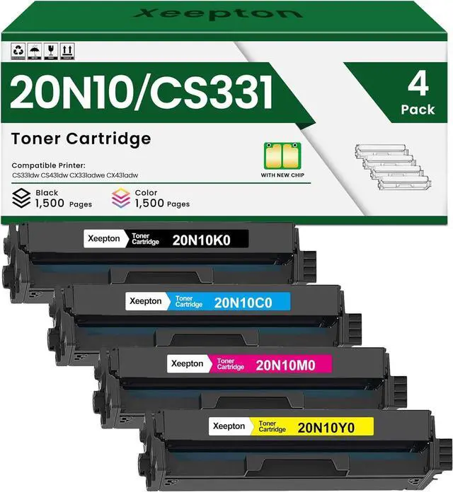 Main image of 20N10 CS331 CX331 Toner Cartridge Remanufactured for Lexmark 20N10 Toner Cartridge 20N10K0 20N10C0 20N10M0 20N10Y0 for CS331dw CS431dw CX331adwe CX431adw Printer Ink (4-Pack)