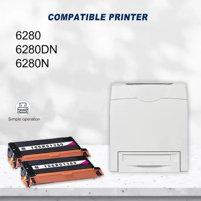Alt view image 2 of 6 - 2-Pack Magenta 106R01389 High Yield Toner Cartridge Compatible for Xerox Phaser 6280 6280DN 6280N Printers (Pages up to 3,000 Page )