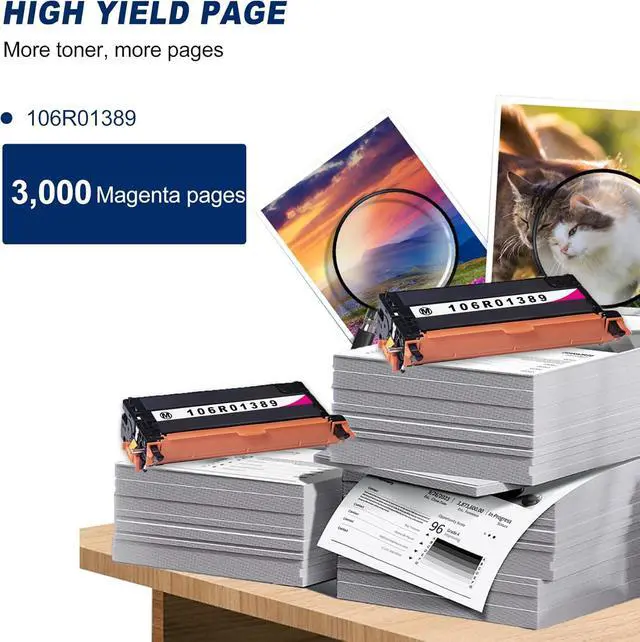 Alt view image 3 of 6 - 2-Pack Magenta 106R01389 High Yield Toner Cartridge Compatible for Xerox Phaser 6280 6280DN 6280N Printers (Pages up to 3,000 Page )