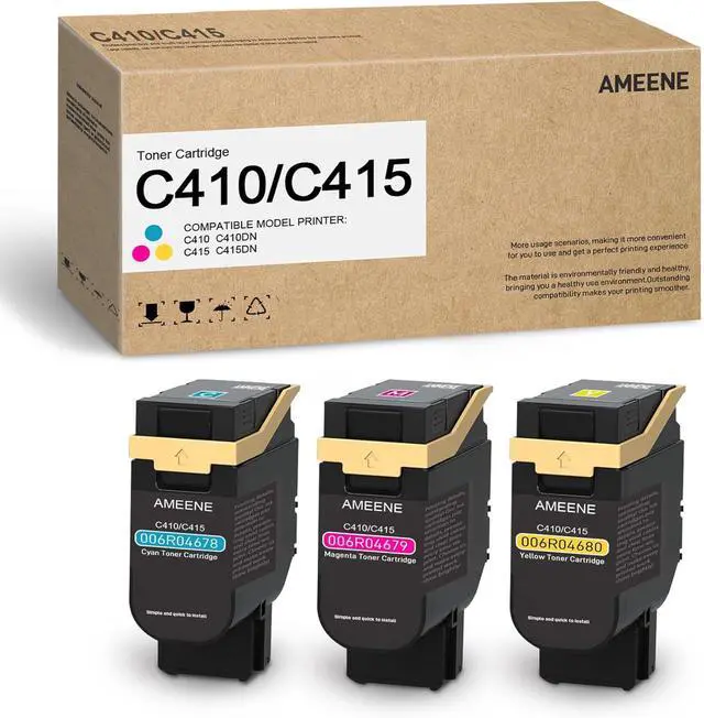 Main image of C410/C415 Toner Cartridges (3-Pack,Cyan/Magenta/Yellow) 006R04678 006R04679 006R04680 Toner Replacement for Xerox C410 C410DN VersaLink C415 C415DN Printer