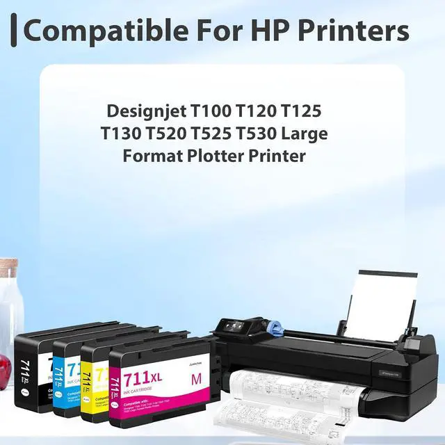 Alt view image 2 of 6 - 711 711XL Ink Cartridge Set 80-ML Replacement for HP DesignJet 711XL T530 T525 T520 T130 T125 T120 T100 Printer Ink (CZ133A CZ130A CZ135A CZ132A, 4-Pack)