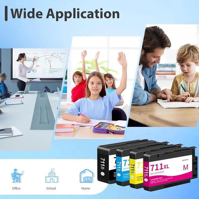 Alt view image 6 of 6 - 711 711XL Ink Cartridge Set 80-ML Replacement for HP DesignJet 711XL T530 T525 T520 T130 T125 T120 T100 Printer Ink (CZ133A CZ130A CZ135A CZ132A, 4-Pack)