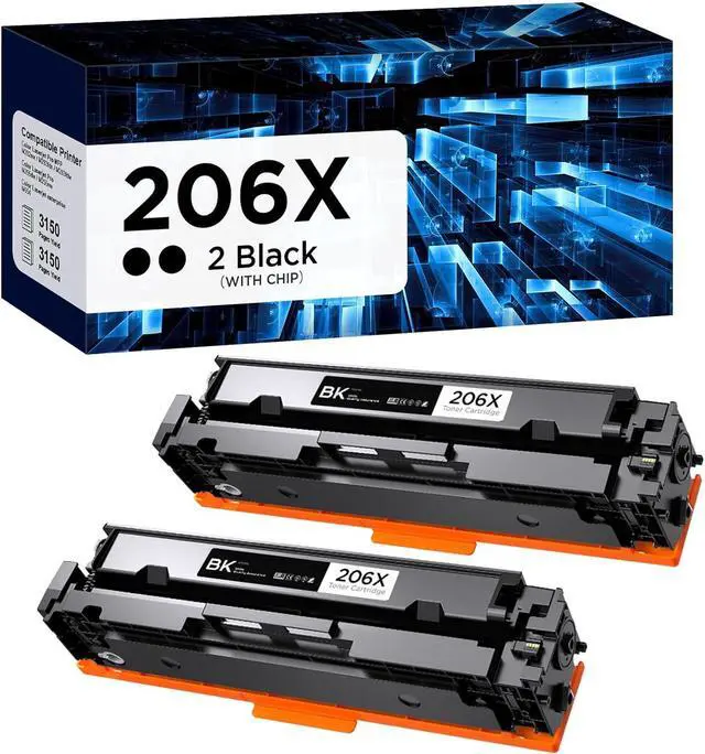 Main image of 206X Toner Cartridges (with Chip) Replacement for HP 206X 206A High Yield Compatible with Laserjet Pro MFP M282nw M283fdw M283fdn Pro M255dw M255nw Printer (2 Black)