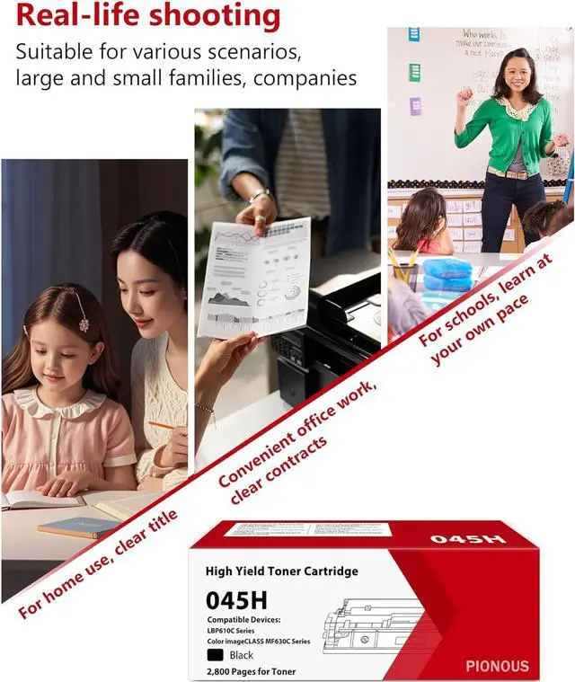 Alt view image 6 of 6 - 045H High Yield Black Toner Cartridge (1-Pack) - Replacement for Canon 045H/045/CRG045H, Compatible with Color imageCLASS LBP612Cdw MF632Cdw MF634Cdw Printers