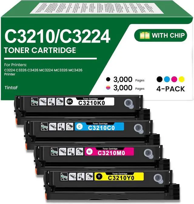 Main image of C3210 C3224 Toner Cartridge C3210C0 C3210K0 C3210M0 C3210Y0 Toner Replacement for Lexmark C3210 C3224 Toner Cartridge for C3224 C3326 C3426 MC3224 MC3326 MC3426 Printer Ink (4-Pack, BK/C/M/Y)