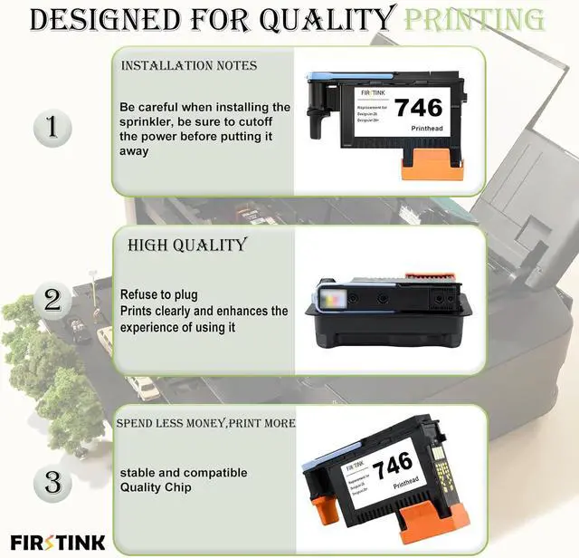 Alt view image 4 of 6 - 746 DesignJet Printhead (P2V25A) 746 Print Head Replacement for DesignJet Z6 Z9+ Large Format Printer(1-Pack)