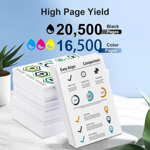 Alt view image 3 of 7 - 990X 990XL 990XC Ink Cartridges Replacement for HP 990X Ink M0K01AN M0J89AN M0J93AN M0J97AN for PageWide Color 755dn MFP 774dn 774dns Printer Ink (4-Pack, Black,Cyan,Magenta,Yellow)