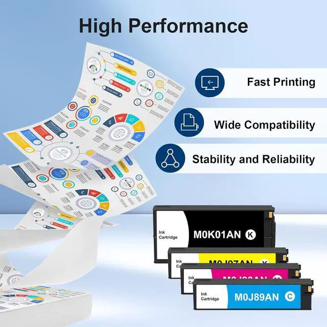 Alt view image 4 of 7 - 990X 990XL 990XC Ink Cartridges Replacement for HP 990X Ink M0K01AN M0J89AN M0J93AN M0J97AN for PageWide Color 755dn MFP 774dn 774dns Printer Ink (4-Pack, Black,Cyan,Magenta,Yellow)